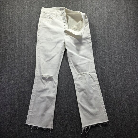 Mother Jeans Womens 27 White The Tripper Ankle Fray High Rise Button Fly Raw Hem